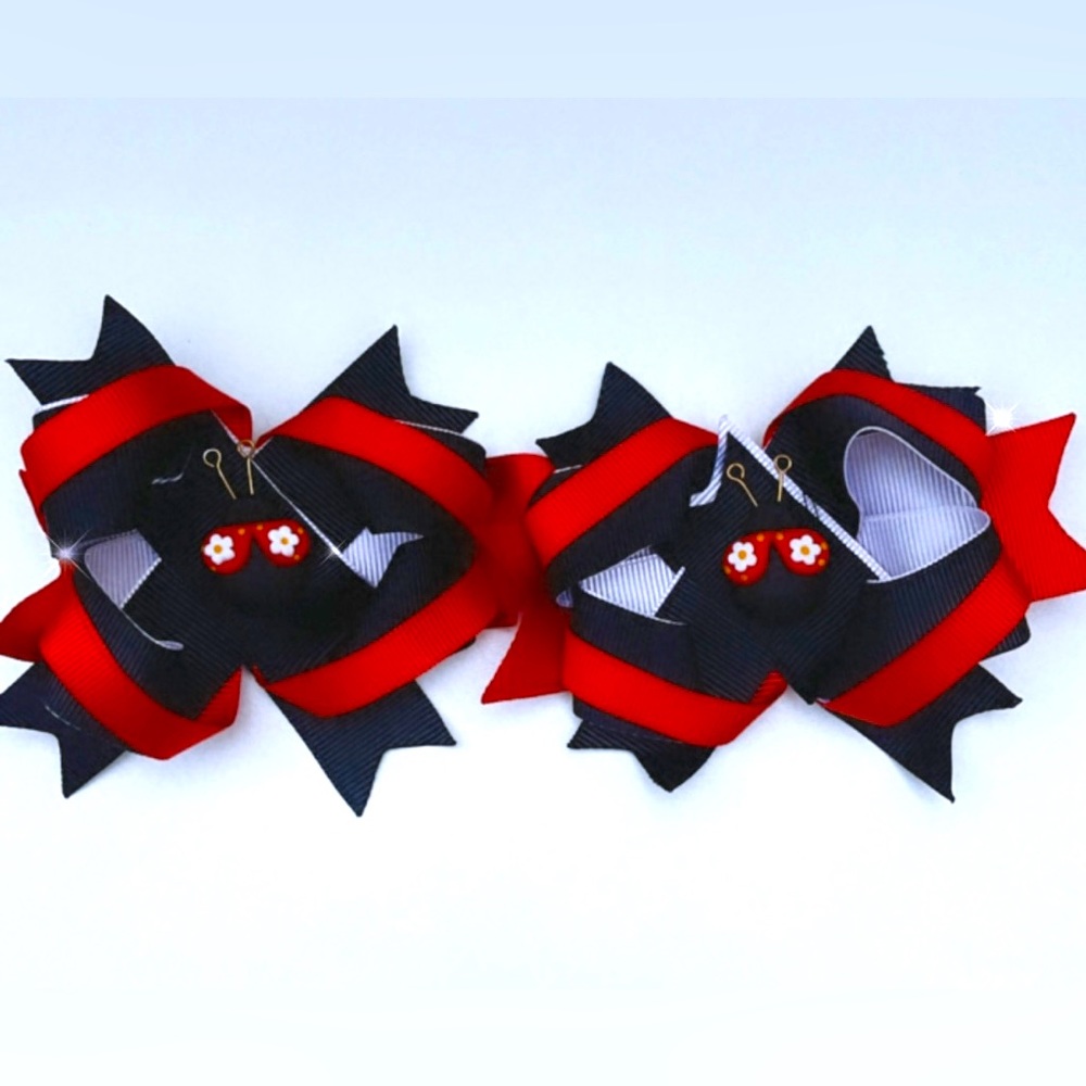 Pair bows black withe and red for girl pair of elegant bows,accessories for girl
